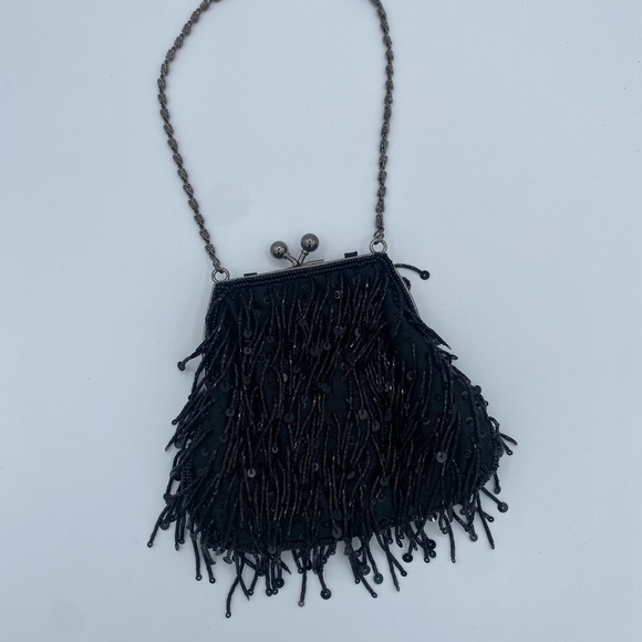 Valerie Stevens Handbags - Valerie Stevens Black Beaded Clutch